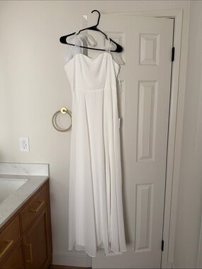Lulu's White Chiffon Strap-Tie Wedding Gown